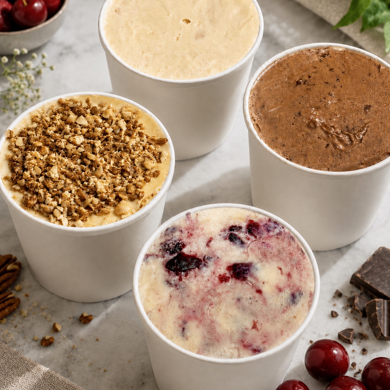 JUNU ice cream tubs in assorted flavours
