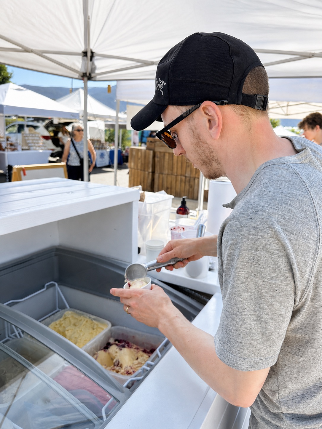 A fresh scoop of JUNU ice cream being served